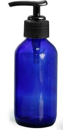 4 oz Blue Glass Lotion Pump #400316